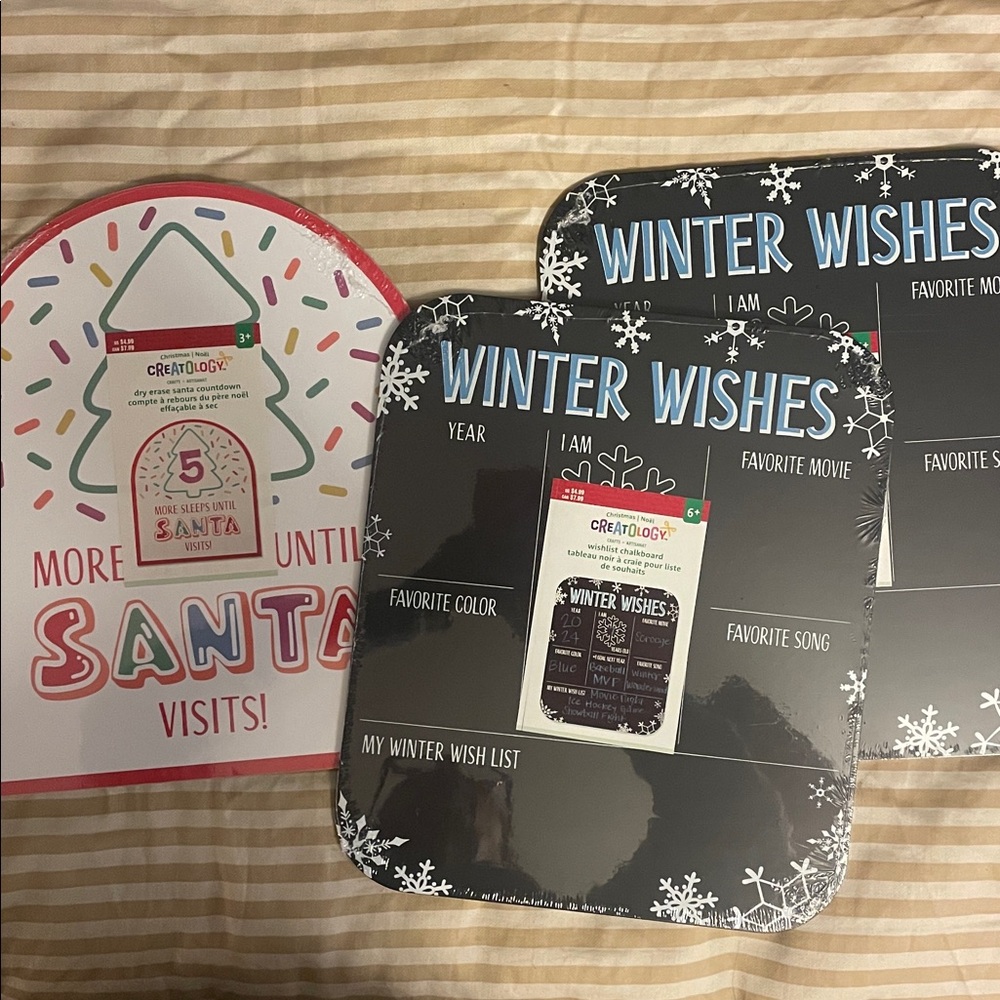 Creatology Holiday Countdown and Wish List Boards - Red, White, Black